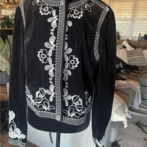 Western Embroidered Black & White Jacket